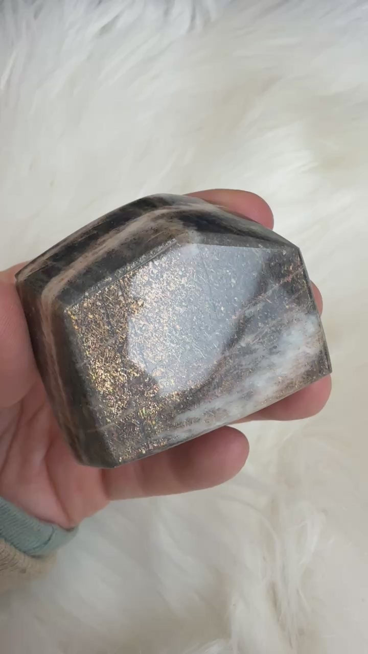 104 gram Polished Lattice Sunstone from Tanzania DX5041