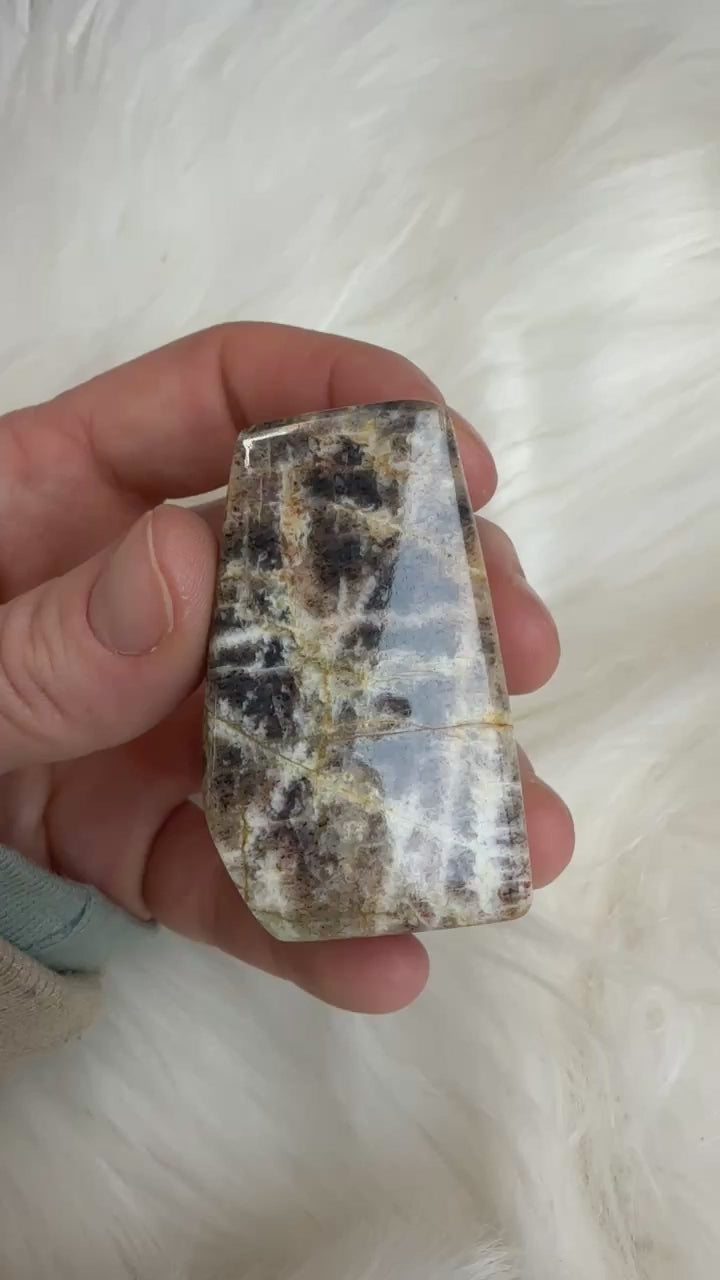 81 gram Polished Lattice Sunstone from Tanzania DX5036