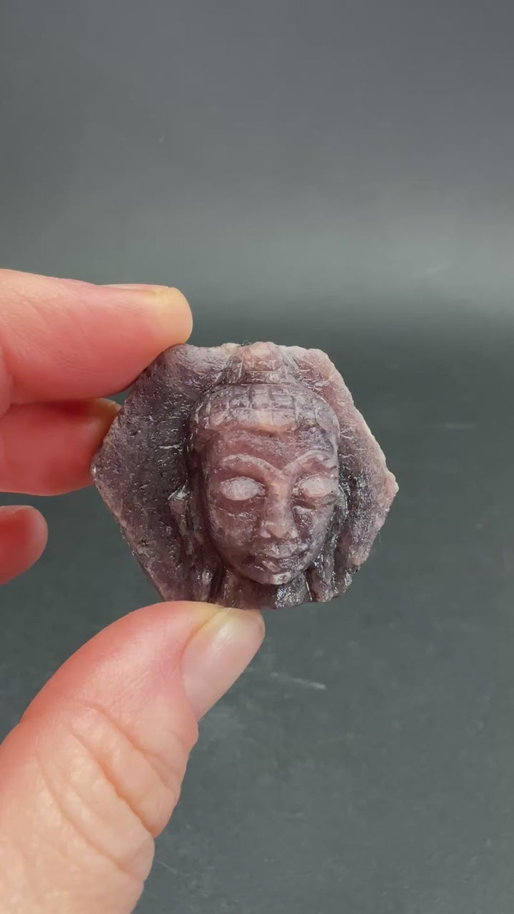 Ruby Corundum Buddha Head Carving TF1948