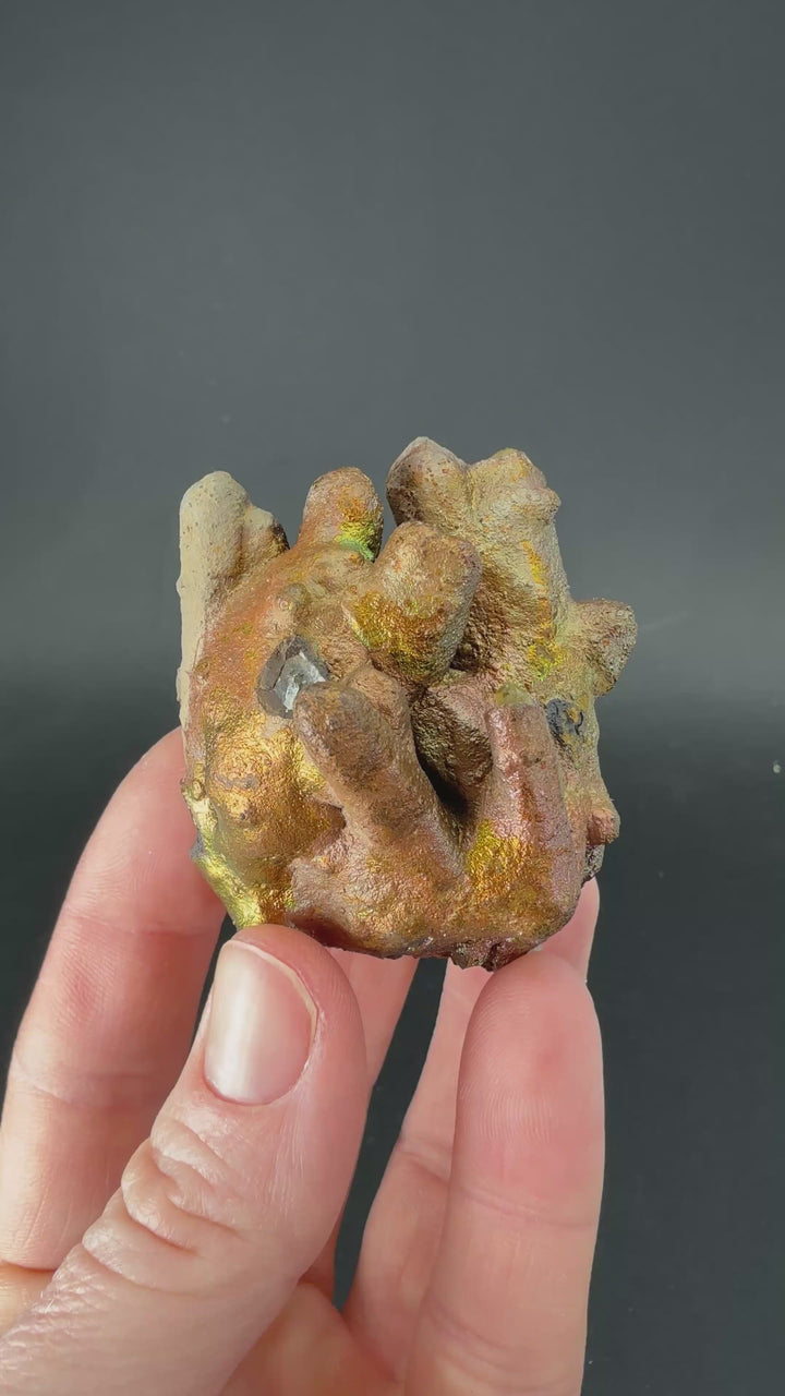 Quartz coated with Iridescent Goethite from Peru DS1822