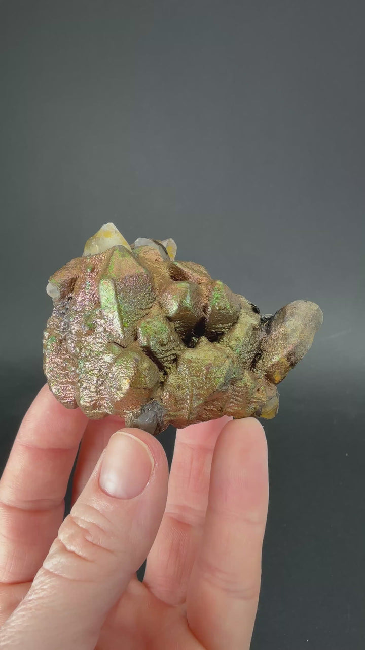 Quartz coated with Iridescent Goethite from Peru DS1827