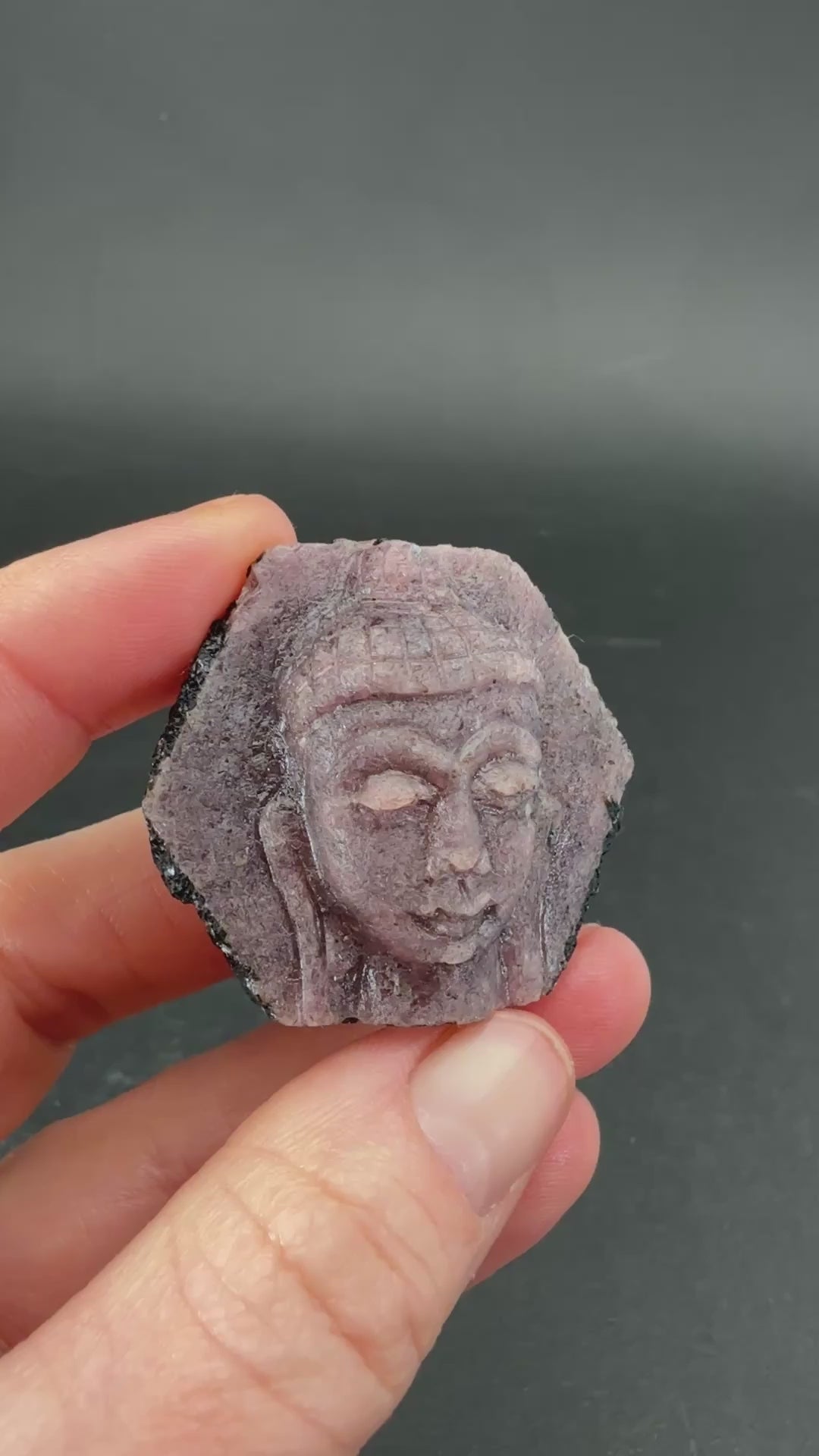 Ruby Corundum Buddha Head Carving TF1942