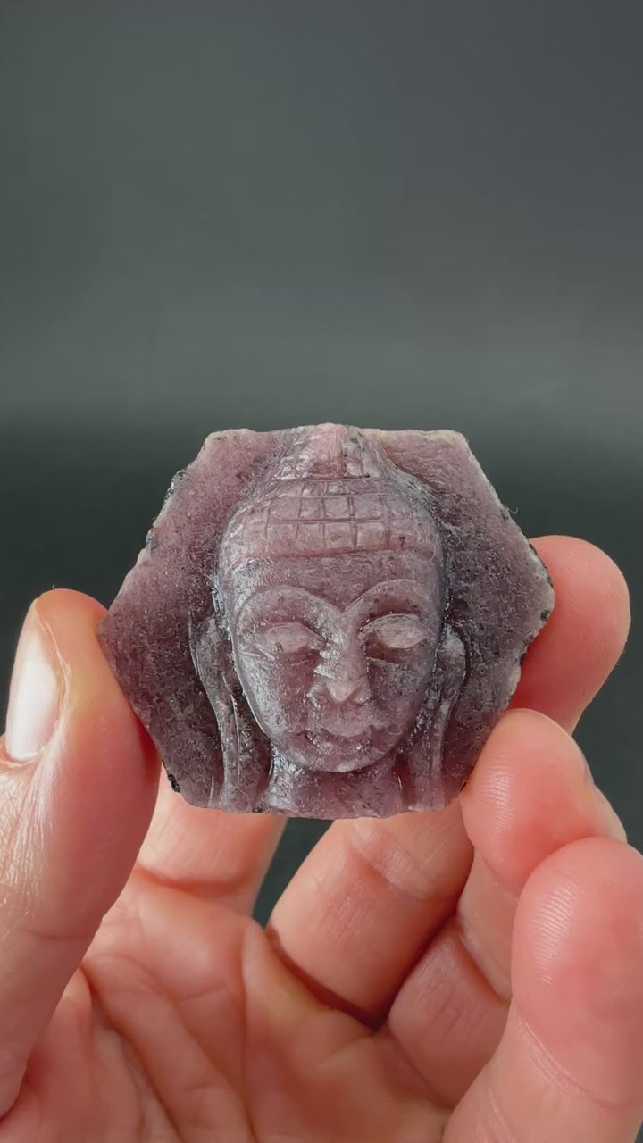Ruby Corundum Buddha Head Carving TF1950