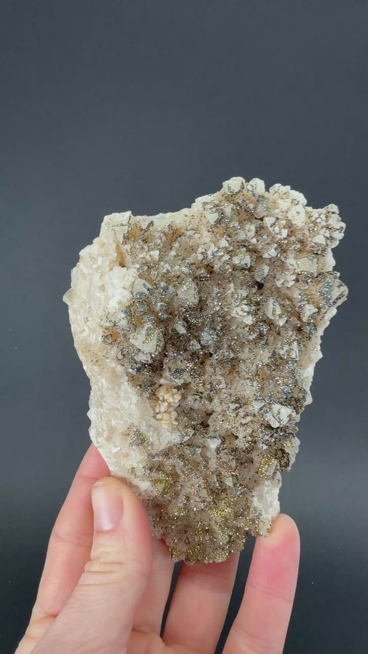 Iridescent Pyrite on Stilbite from Kazakhstan TF2229