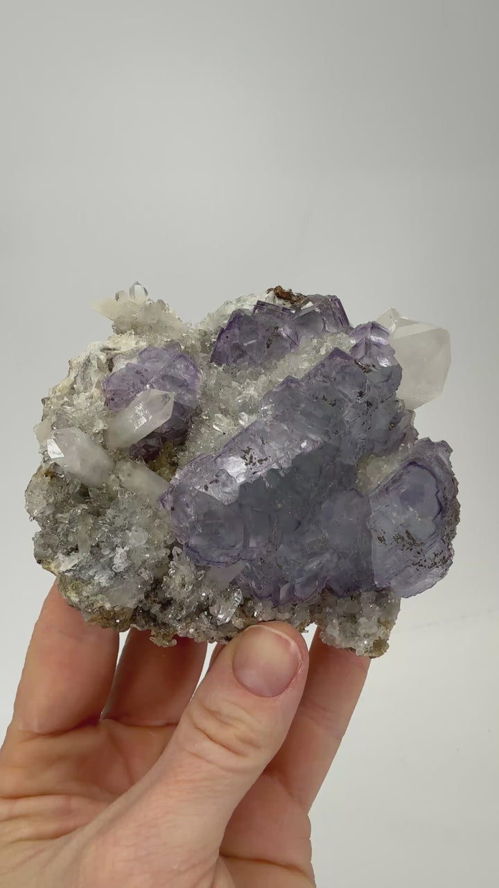 Quartz on Fluorite Cluster from Yaogangxian Mine DX3198