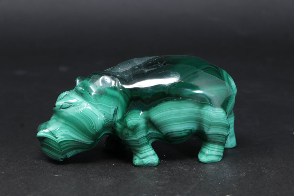 Malachite Hippo Carving DM194