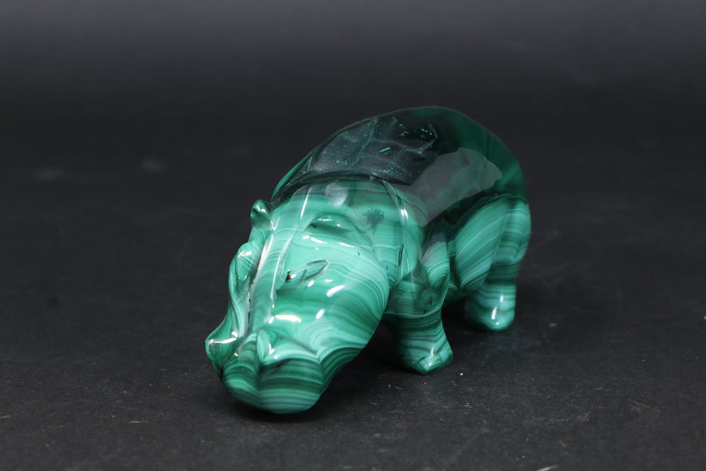 Malachite Hippo Carving DM194
