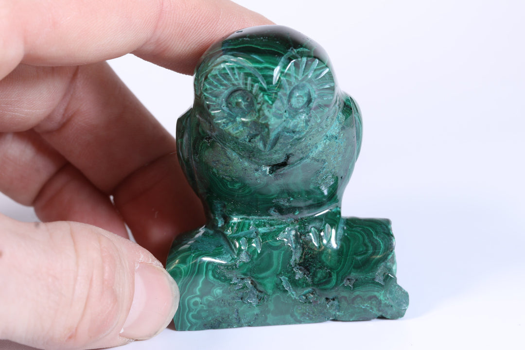 Malachite Owl Carving DM452