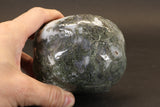 Moss Agate Alien Carving with Red Jasper Eyes DM916