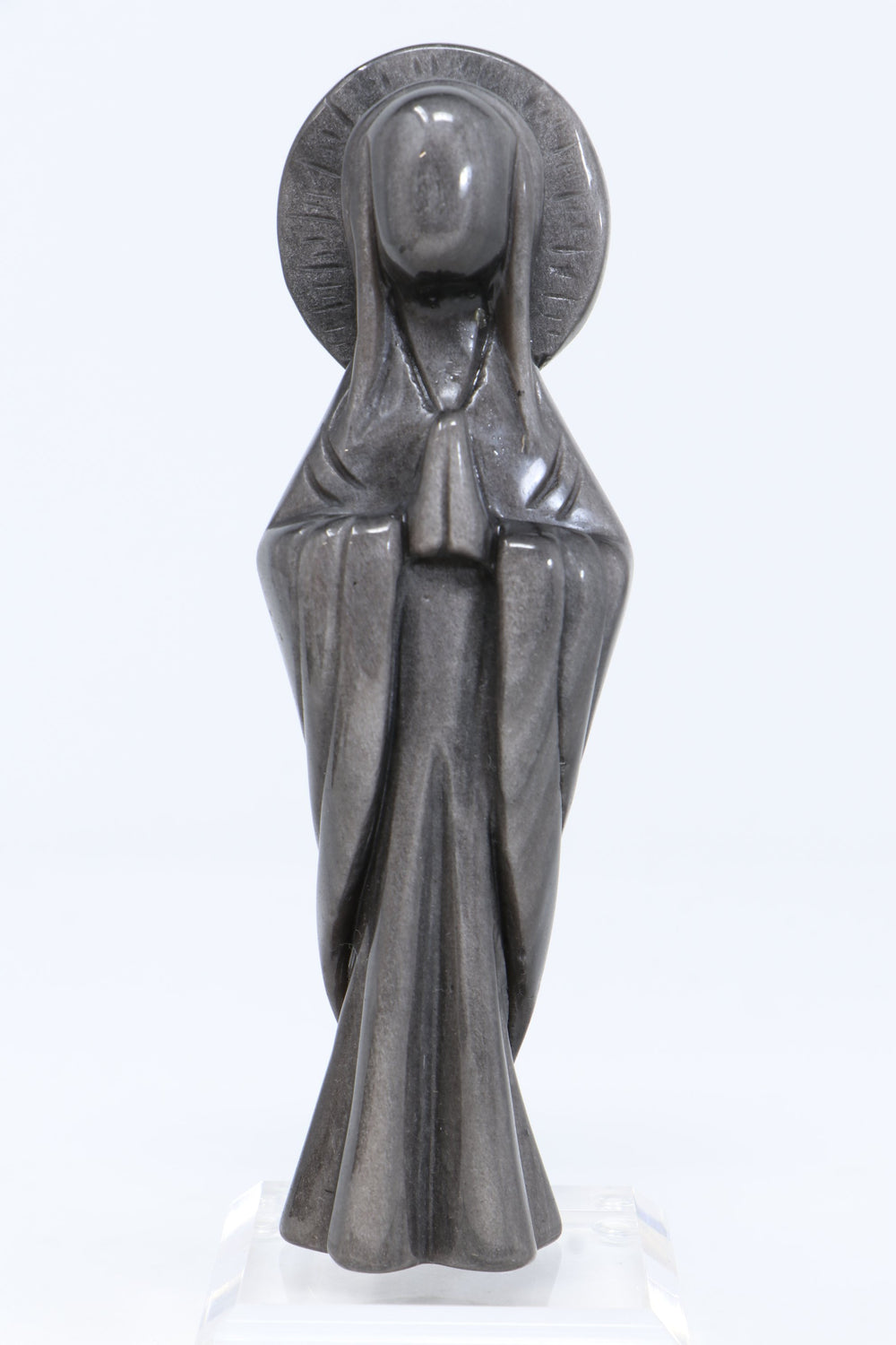 Silver Sheen Obsidian Mother Mary Statue DN396