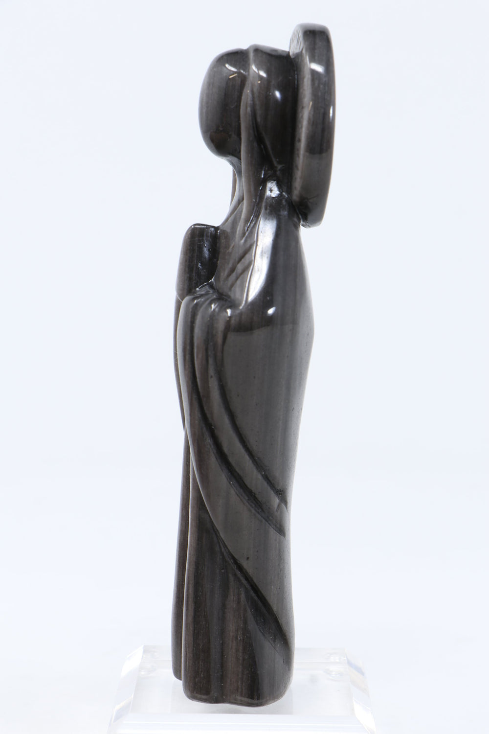 Silver Sheen Obsidian Mother Mary Statue DN396