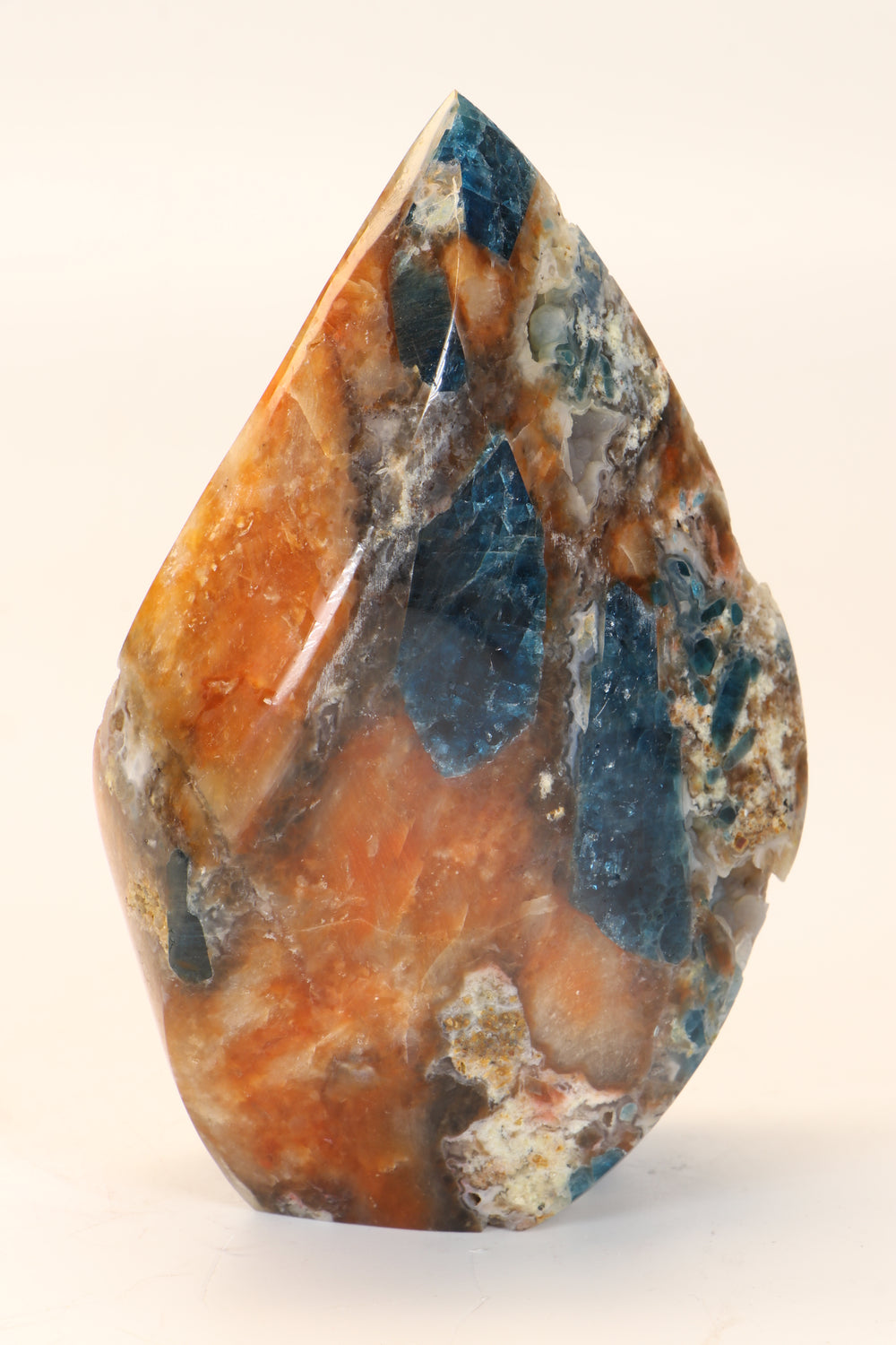 Blue Apatite and Orange Calcite Flame DV300