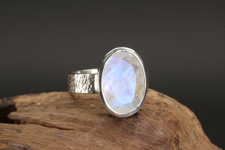 Faceted Moonstone Ring Size 6.25