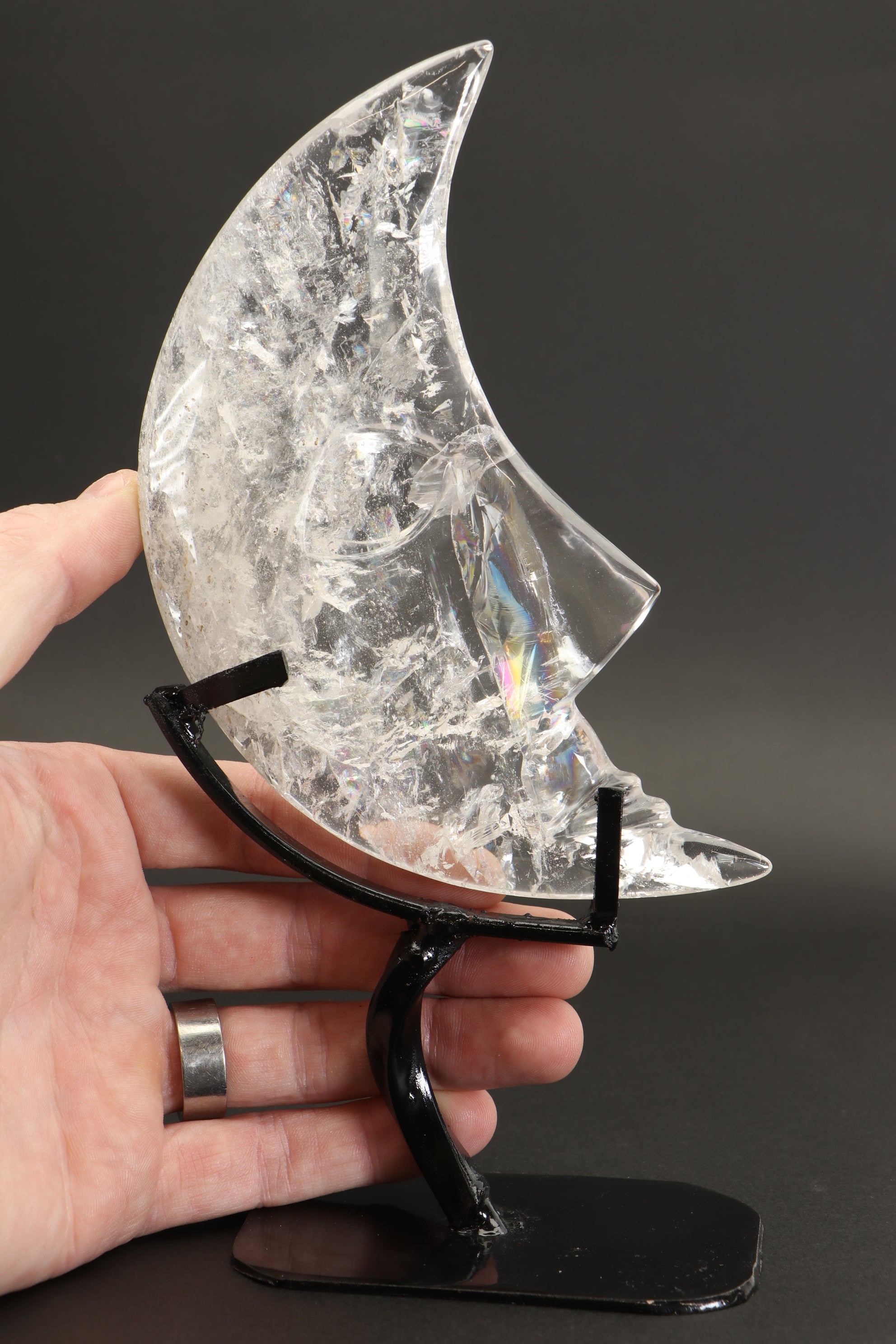 Quartz Crystal Moon on Stand DX1309 – Little Lemuria