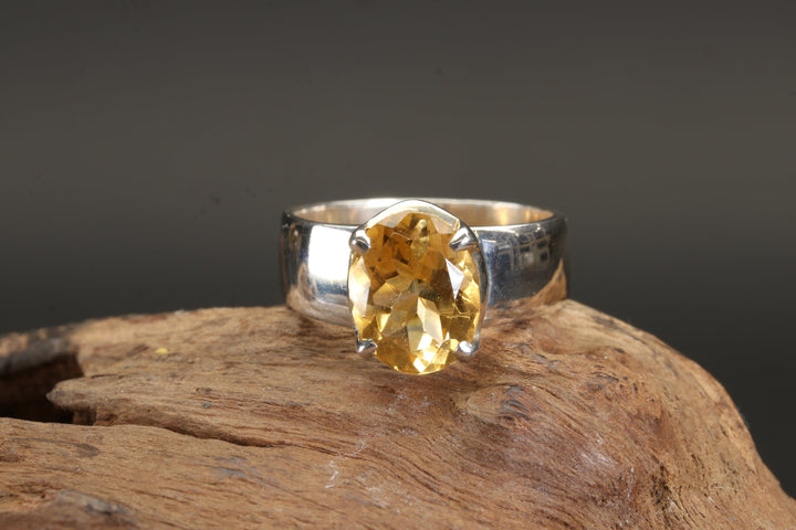 Faceted Citrine Ring Size 6