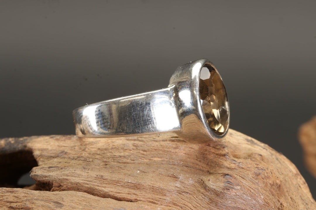 Faceted Smoky Quartz Ring Size 7.5