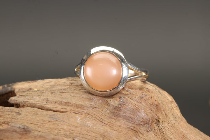 Peach Moonstone Ring Size 7