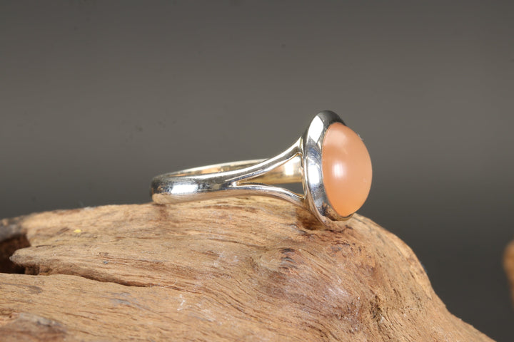 Peach Moonstone Ring Size 7