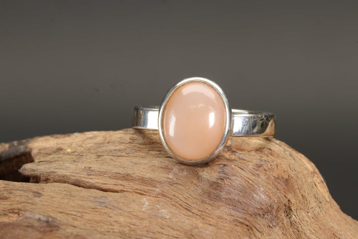 Peach Moonstone Ring Size 8.5