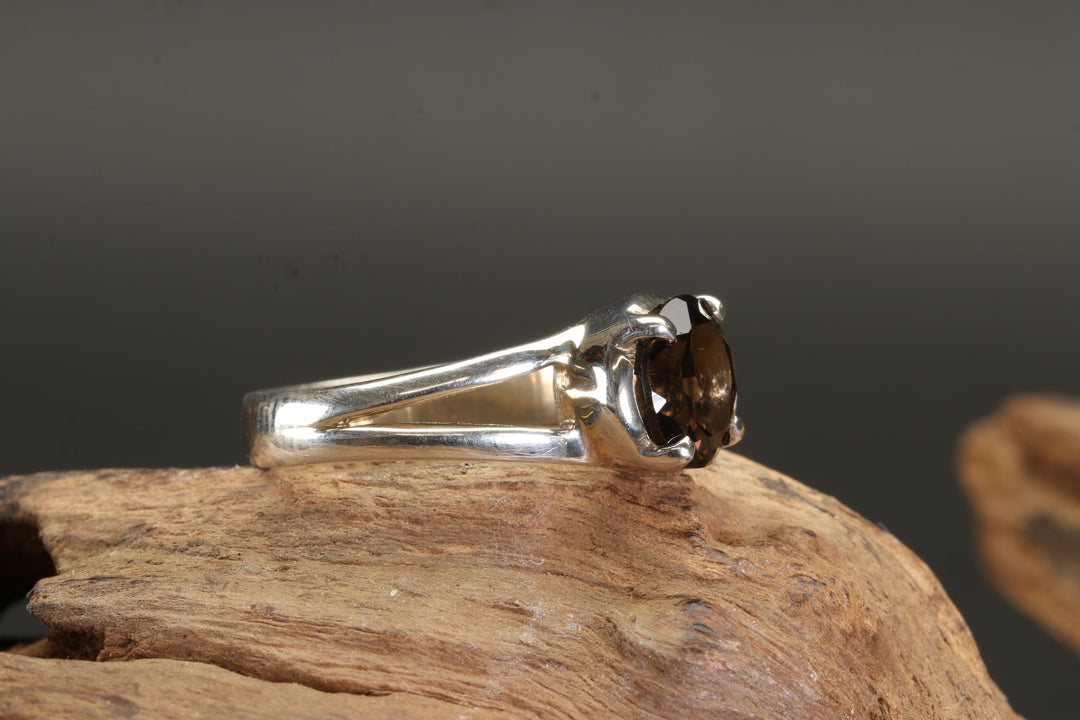 Faceted Smoky Quartz Ring Size 7