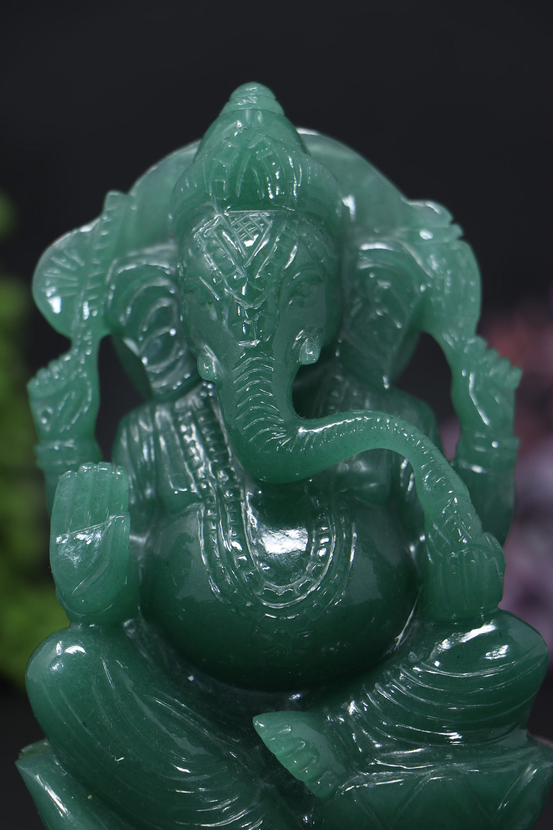 5.5" Green Aventurine Ganesha Statue DD1348