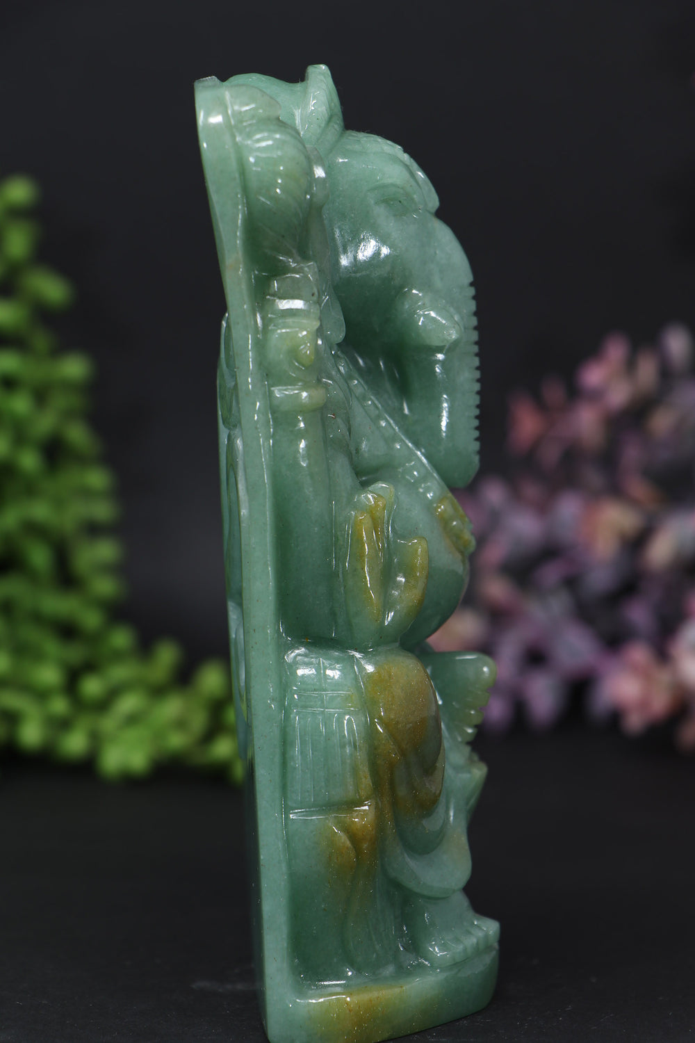 6" Green Aventurine Ganesha Statue DD108