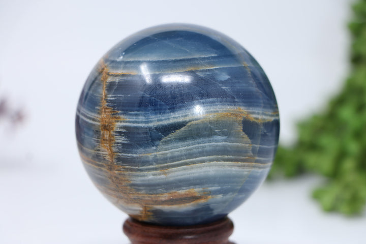 66mm Argentinian Blue Onyx (Calcite) Sphere DE625