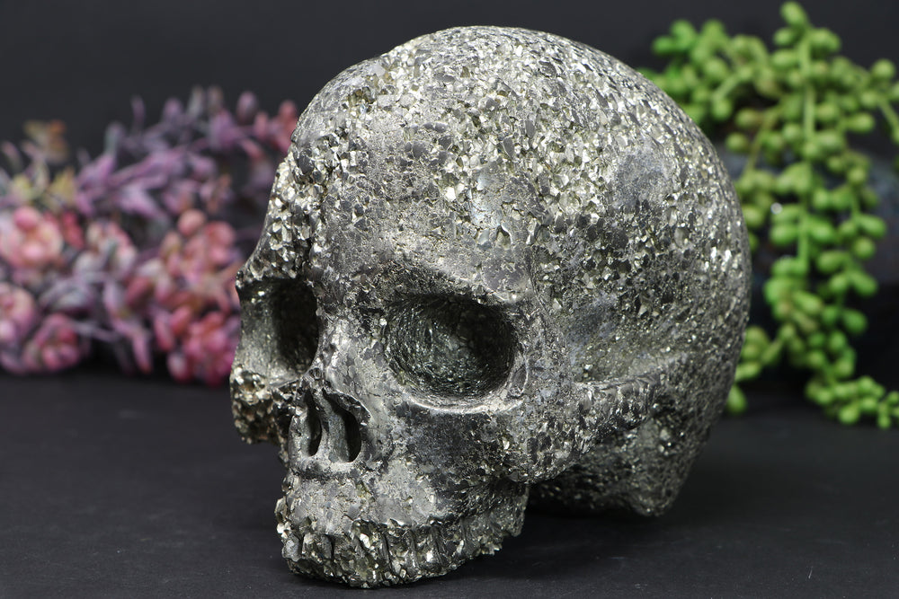 6" Pyrite Skull Carving DD3552