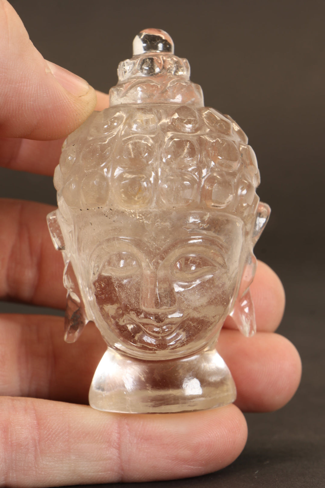 Clear Quartz Buddha Head Carving TD1284