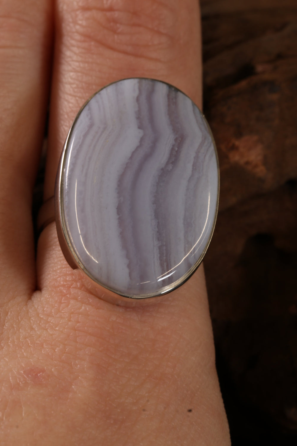 Blue Lace Agate Ring Size 9 TD1429