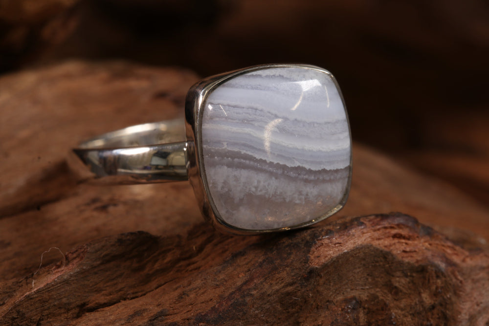Blue Lace Agate Ring Size 10 TD1440