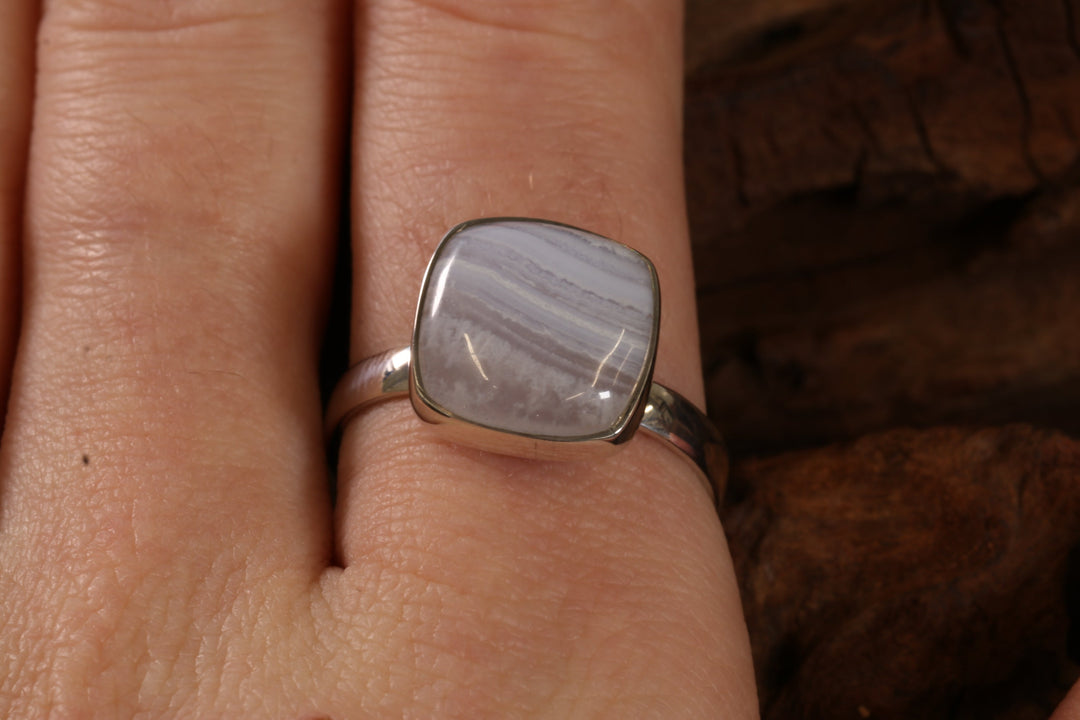 Blue Lace Agate Ring Size 10 TD1440