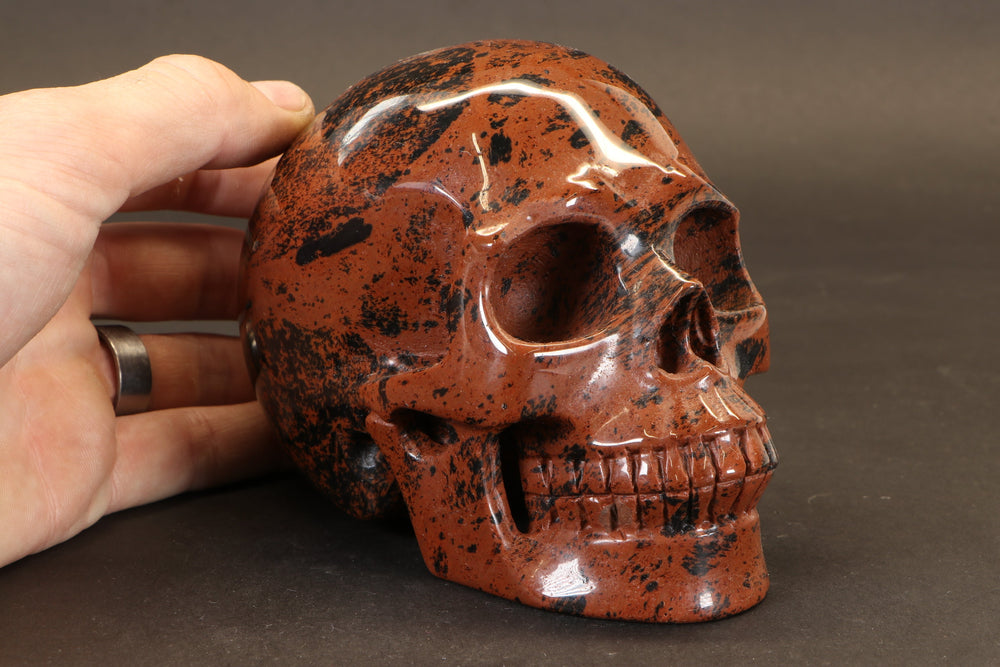 Mahogany Obsidian Skull Carving TD1902