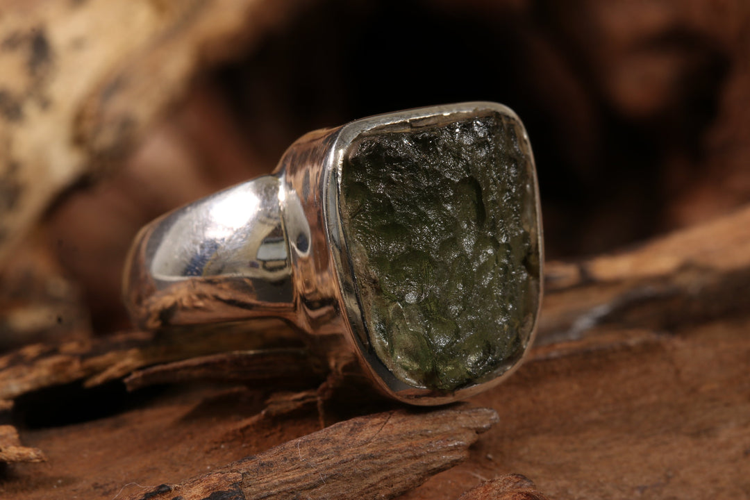 Moldavite Ring Size TD255 – Little Lemuria
