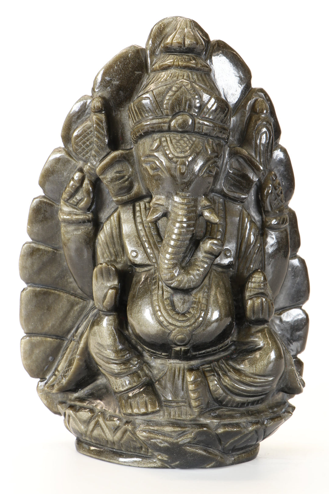 Gold Sheen Obsidian Ganesha Carving TD3451