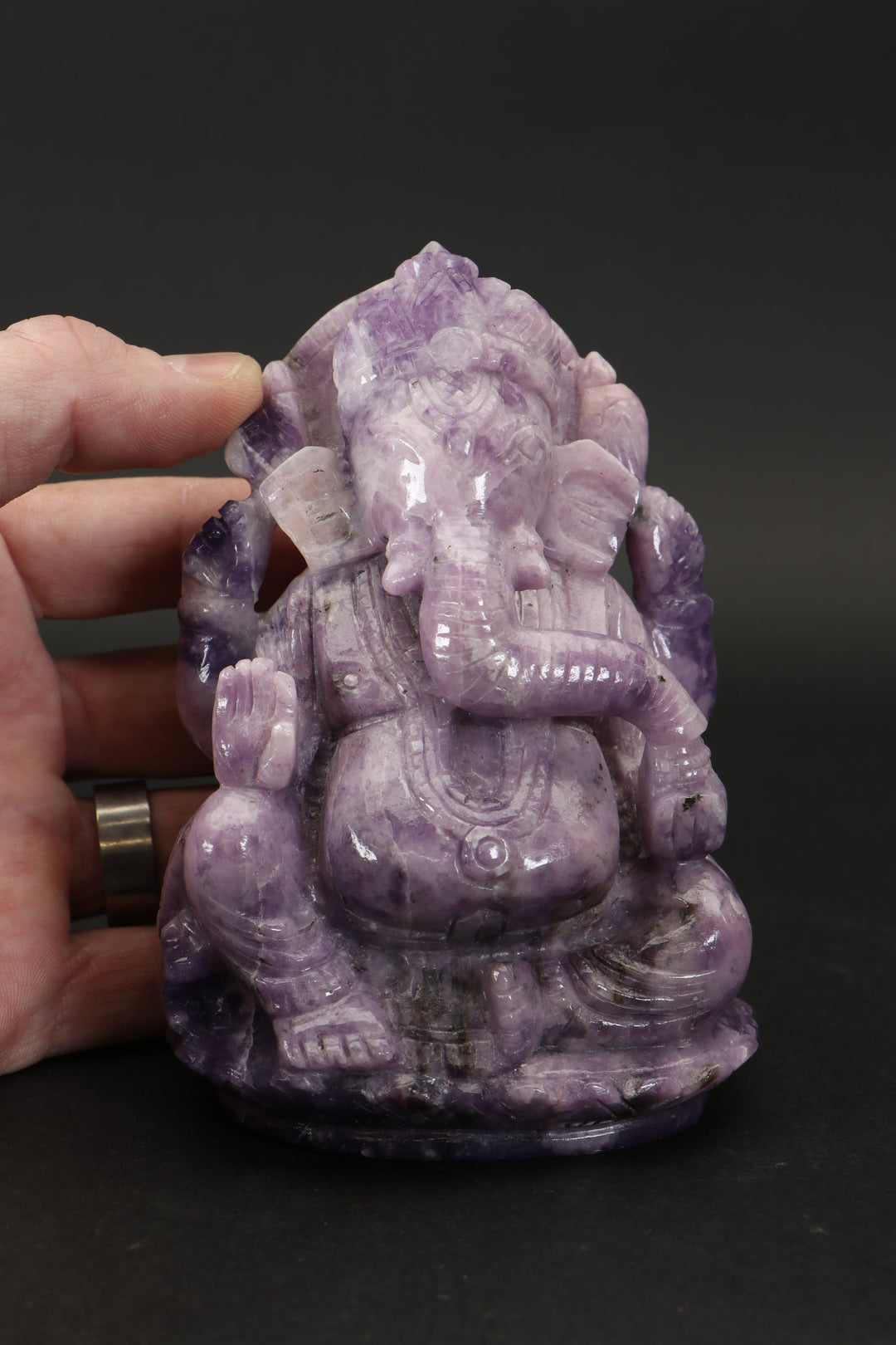 Lepidolite Ganesha Carving TD3455