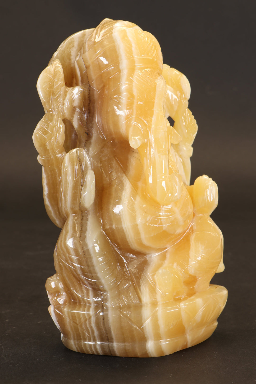 Banded Yellow Calcite Ganesha Carving TD3489