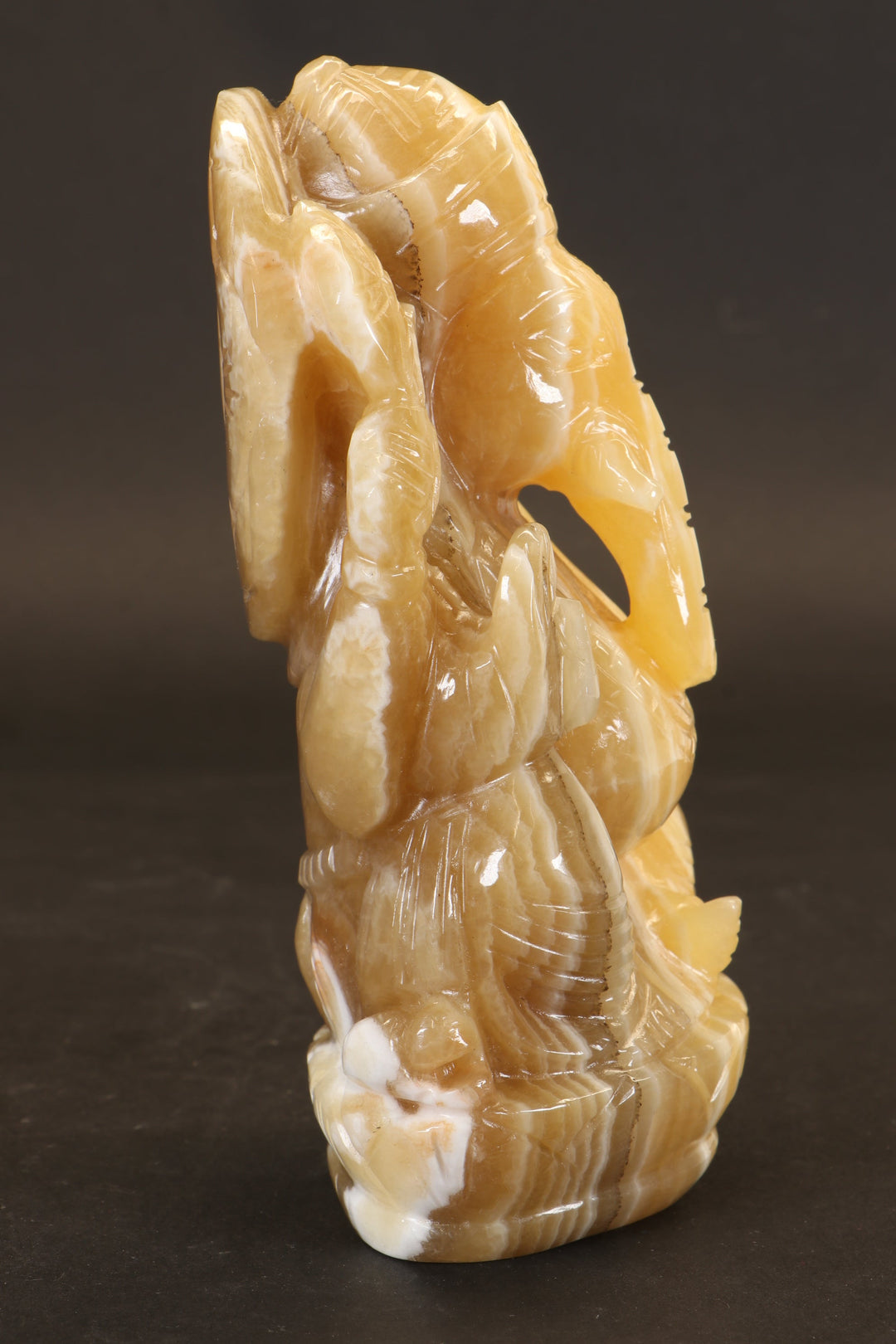 Banded Yellow Calcite Ganesha Carving TD3489