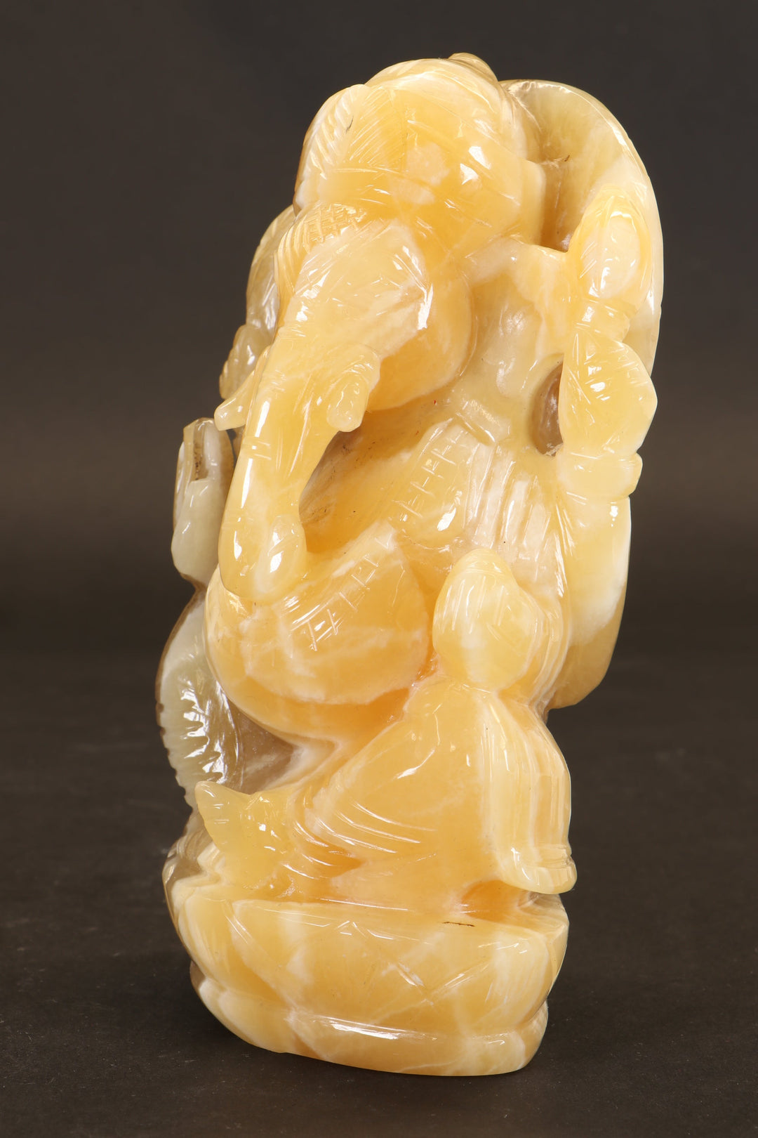 Banded Yellow Calcite Ganesha Carving TD3489