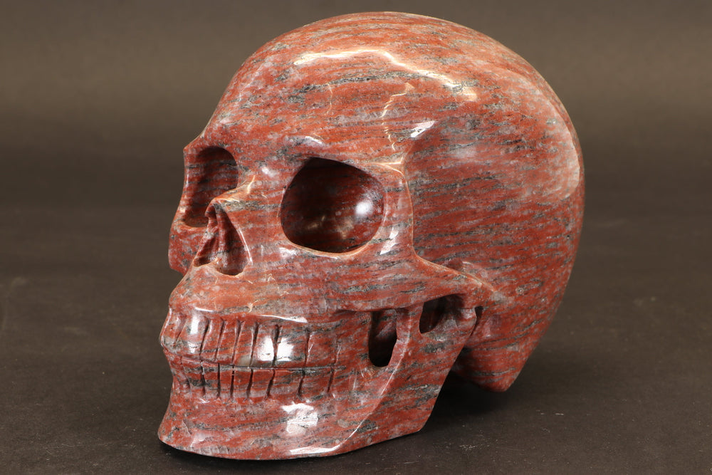 Red Jasper Skull Carving TD3987