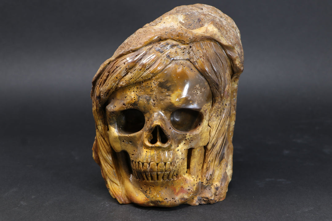 Sagenitic Agate Nodule Skull Carving TU1139