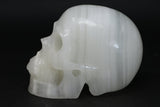 Banded White Onyx Skull Carving TU1860