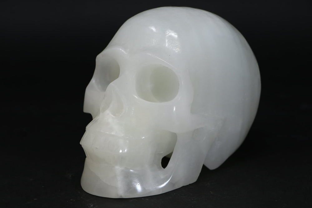 Banded White Onyx Skull Carving TU1860