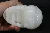 Banded White Onyx Skull Carving TU1860