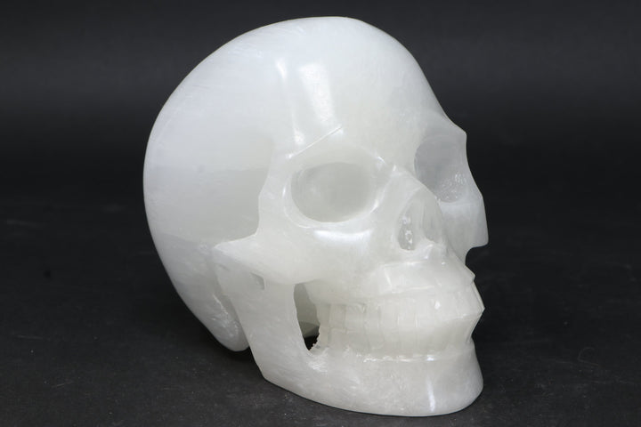 Satin Spar Skull with Color Changing Light Stand TU3033