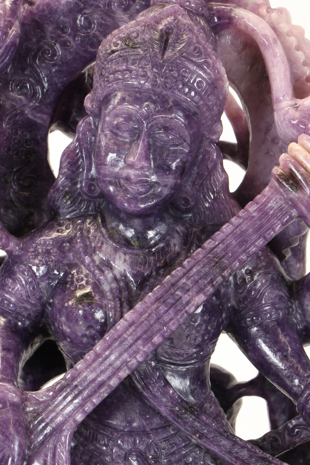 10" Lepidolite Saraswati Carving